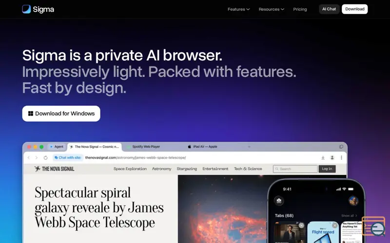 Screenshot of Sigma Browser