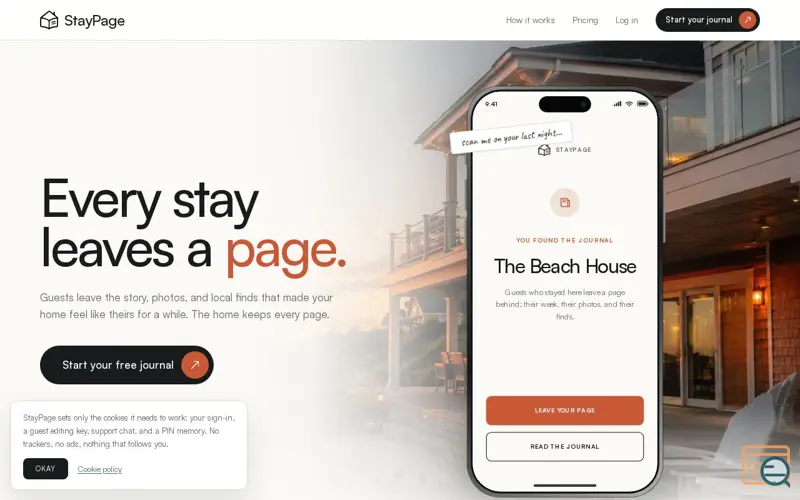 Screenshot of StayPage | Every stay leaves a page