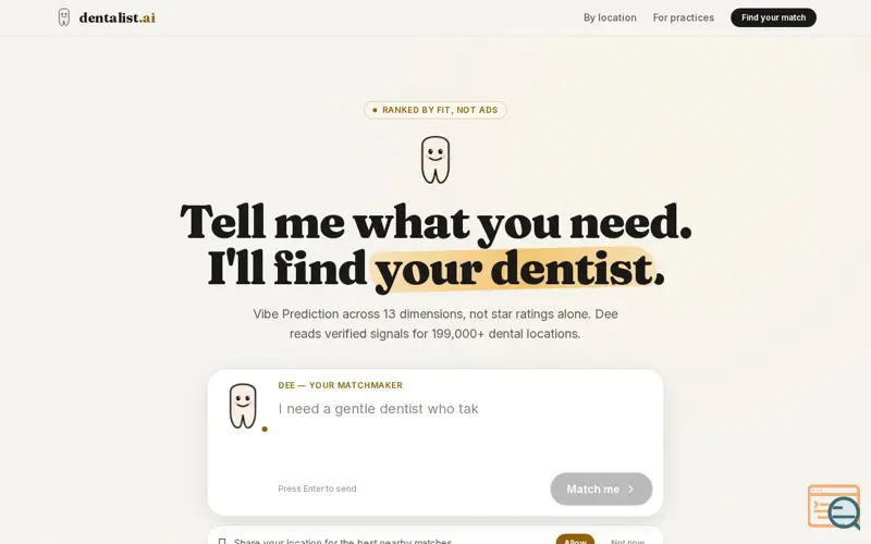 Screenshot of Dentalist.ai