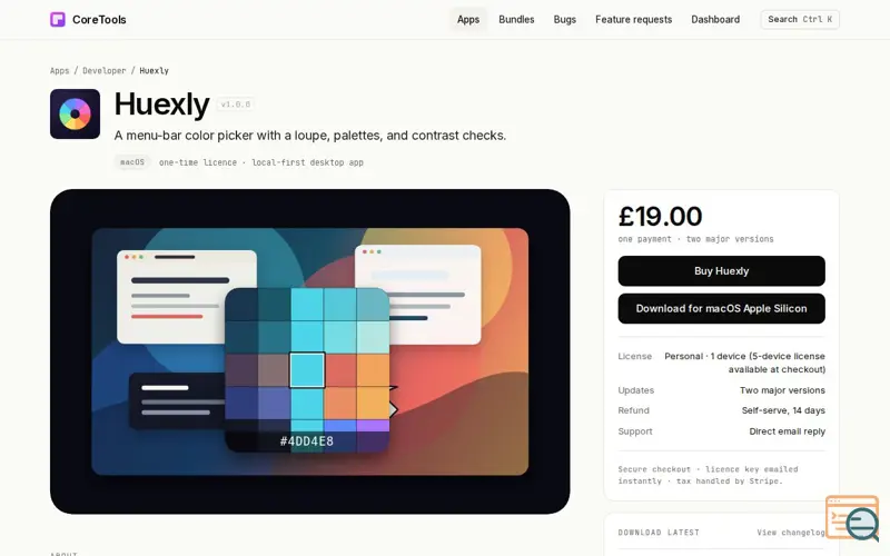 Screenshot of Huexly, a launch using Appwrite