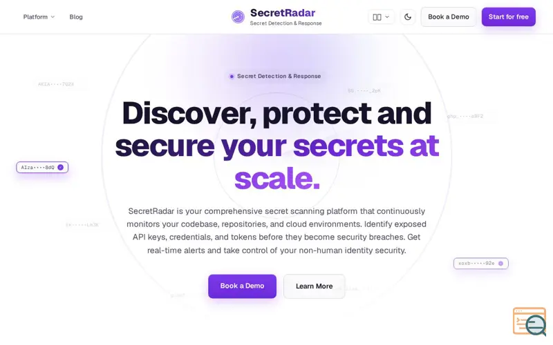 Screenshot of SecretRadar