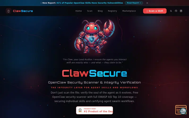 Screenshot of ClawSecure