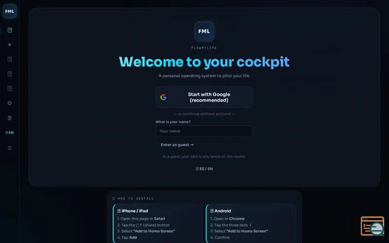 Screenshot of FML · FlowMyLife