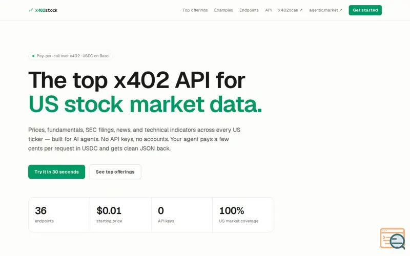 Screenshot of x402stock