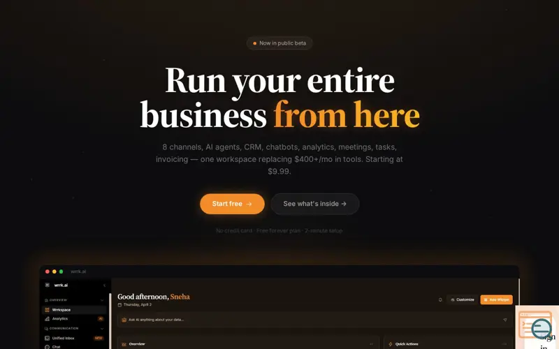 Screenshot of wrrk.ai, a launch using Peerlist
