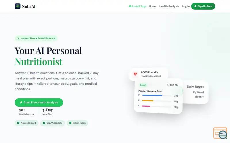 Screenshot of nutriai