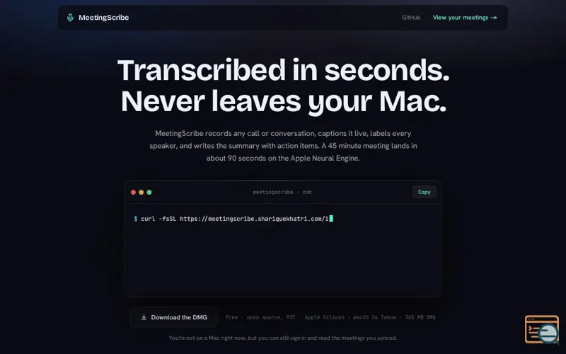 Screenshot of MeetingScribe