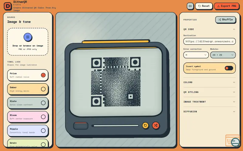 Screenshot of DitherQR