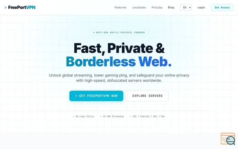 Screenshot of FreePortVPN