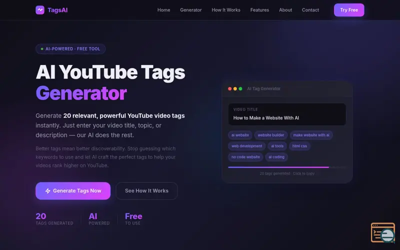 Screenshot of TagsAI Generator