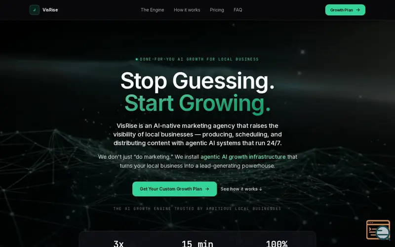 Screenshot of VisRise — AI Growth Engine for Local Businesses