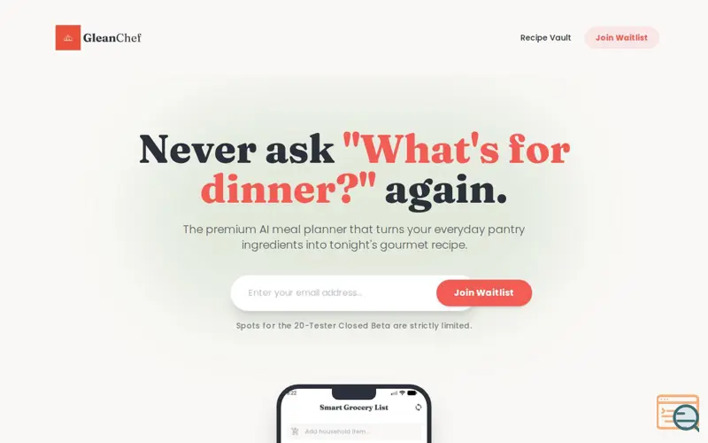 Screenshot of GleanChef