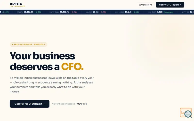 Screenshot of Artha
