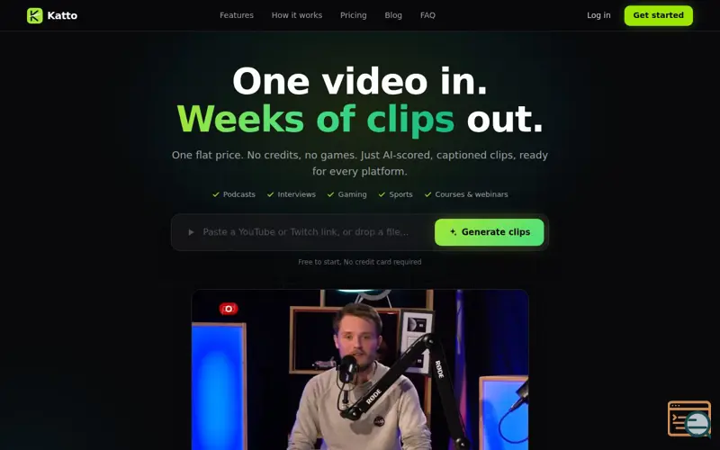 Screenshot of Katto — AI Video Clipper | Turn Videos into Viral Shorts