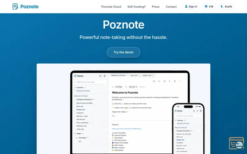 Screenshot of Poznote