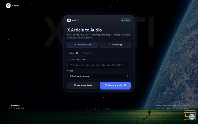 Screenshot of XARTI — X Article to Audio