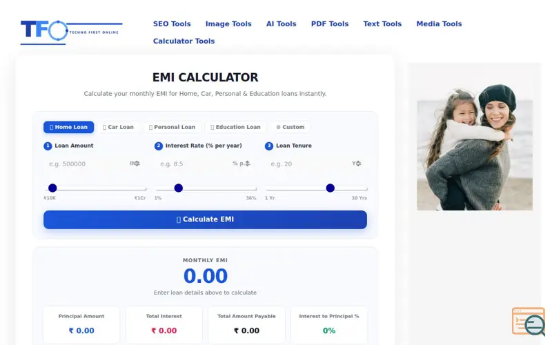 Screenshot of Technofirstonline EMI Calculator