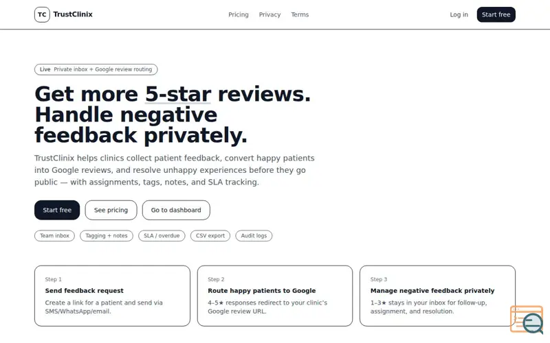 Screenshot of TrustClinix