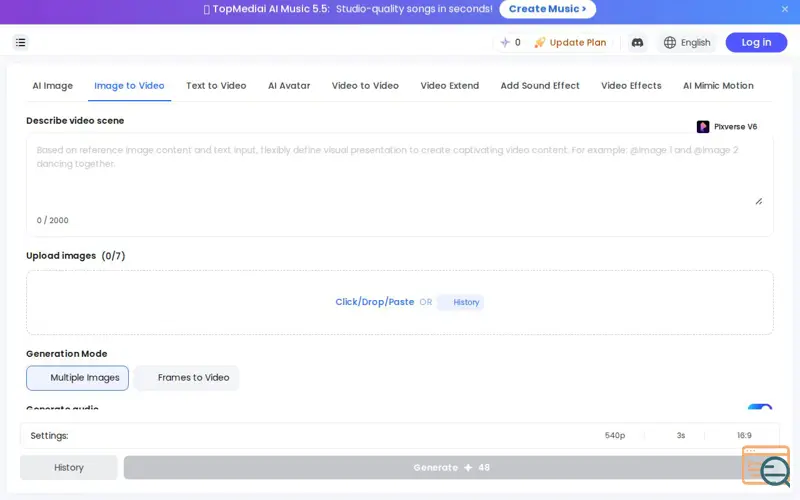 Screenshot of Seedance 2.5 Live on TopMediai