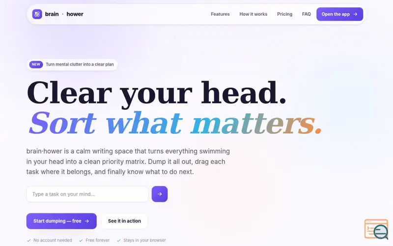 Screenshot of brain·hower