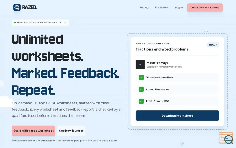 Screenshot of RAZED (11+ & GCSE)