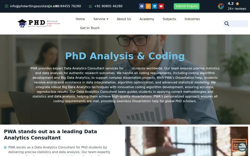 Screenshot of phdwritingassistance.com