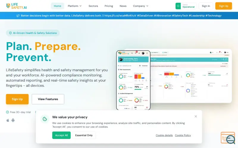 Screenshot of LifeSafety.AI