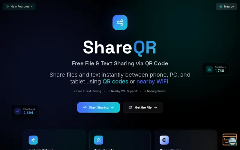 Screenshot of ShareQR – Share Files & Text via QR Code | Free, No Signup