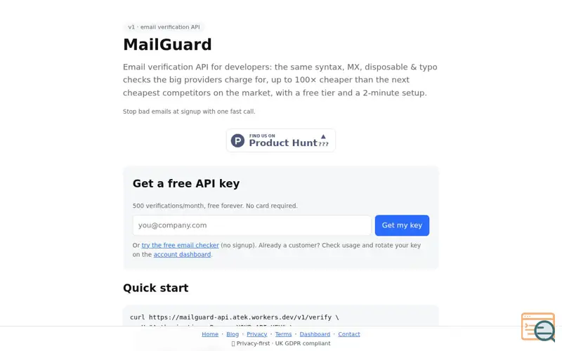 Screenshot of Mailguard