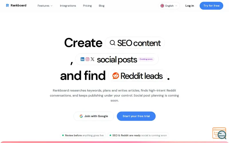 Screenshot of Rankboard