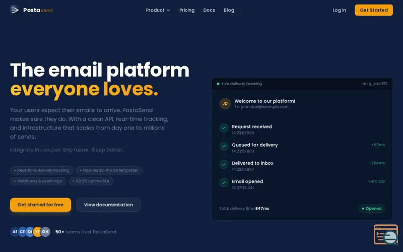 Screenshot of PostaSend