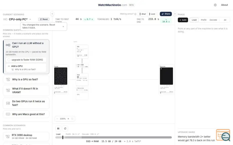 Screenshot of WatchMachineGo