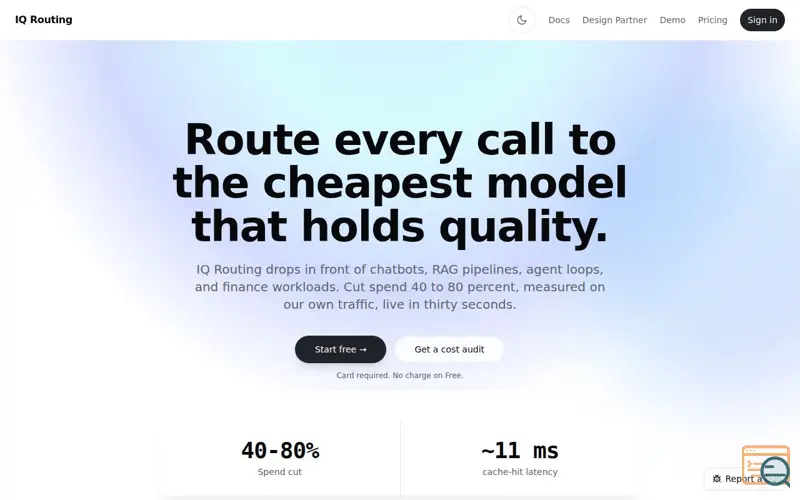 Screenshot of IQ Routing