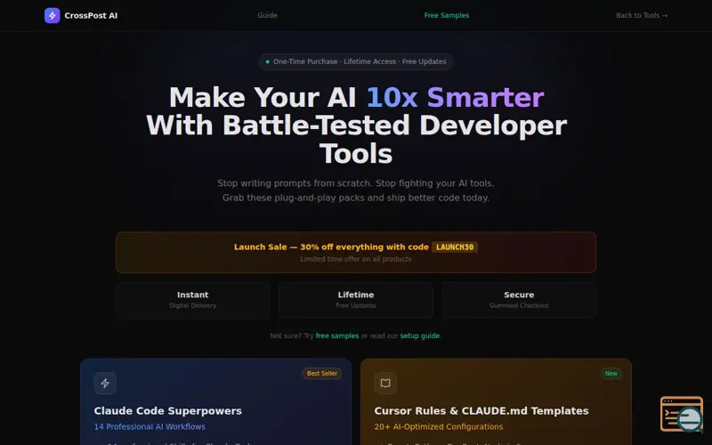Screenshot of CrossPost AI Dev Tools