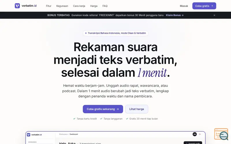 Screenshot of Verbatim ID