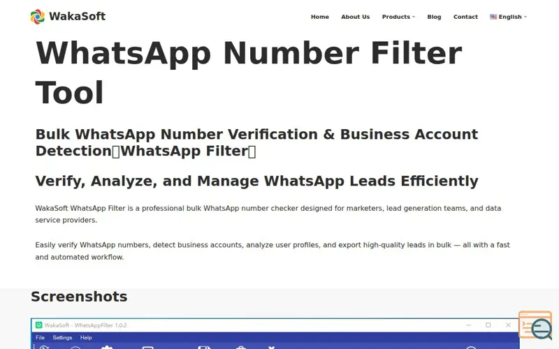 Screenshot of WhatsApp Number Filter Tool, a launch using 51.la