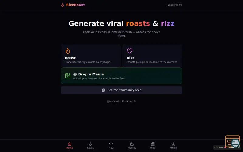 Screenshot of Rizz Roast AI