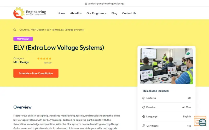 Screenshot of Elv courses in Qatar | Elv courses 