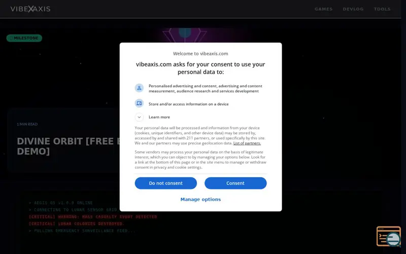 Screenshot of Vibeaxis