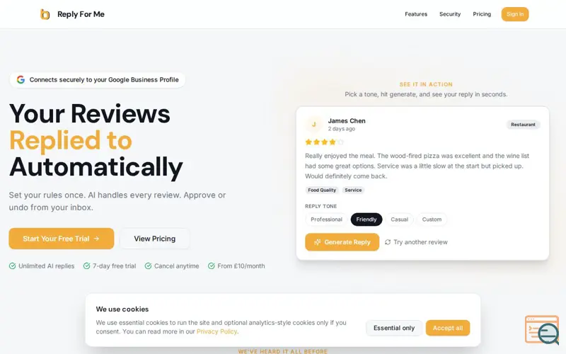 Screenshot of bizafy – Reply For Me