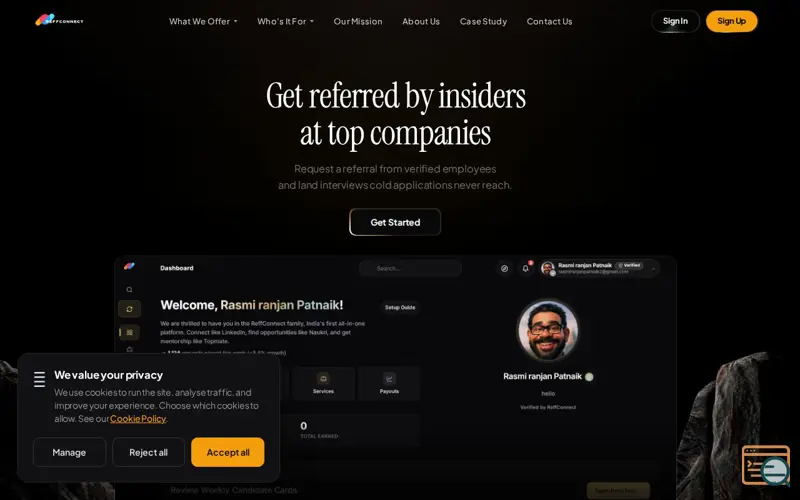 Screenshot of Reffconnect