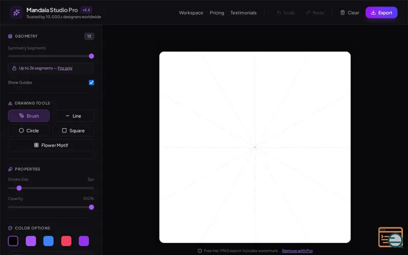 Screenshot of Mandala Studio Pro