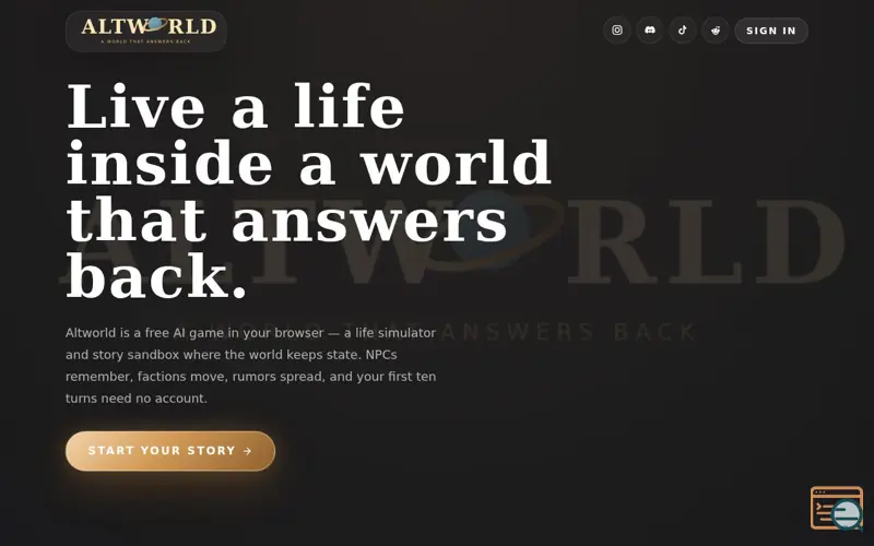 Screenshot of Altworld.io