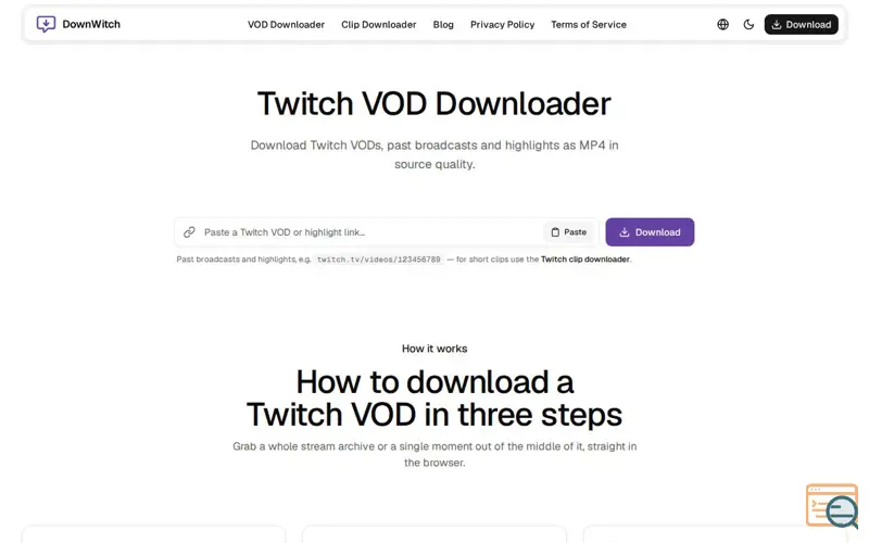 Screenshot of Twitch video downloader