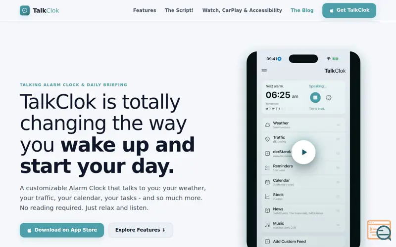 Screenshot of TalkClok, a launch using Easyname DNS