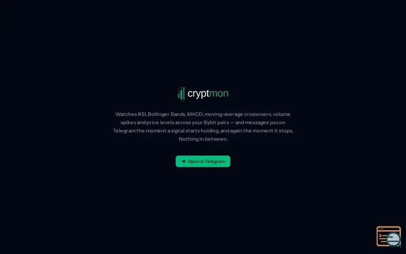 Screenshot of CryptMon, a launch using domain.by