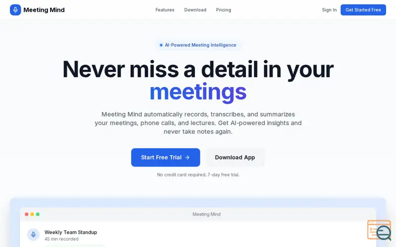 Screenshot of Meeting Mind