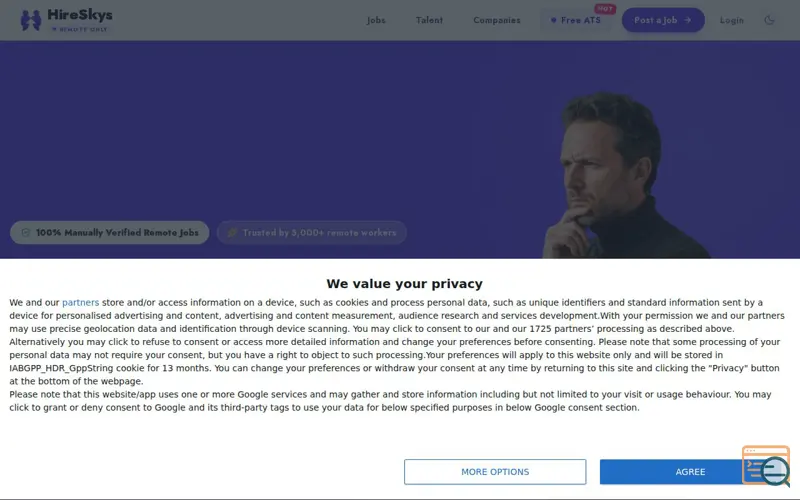 Screenshot of HireSkys
