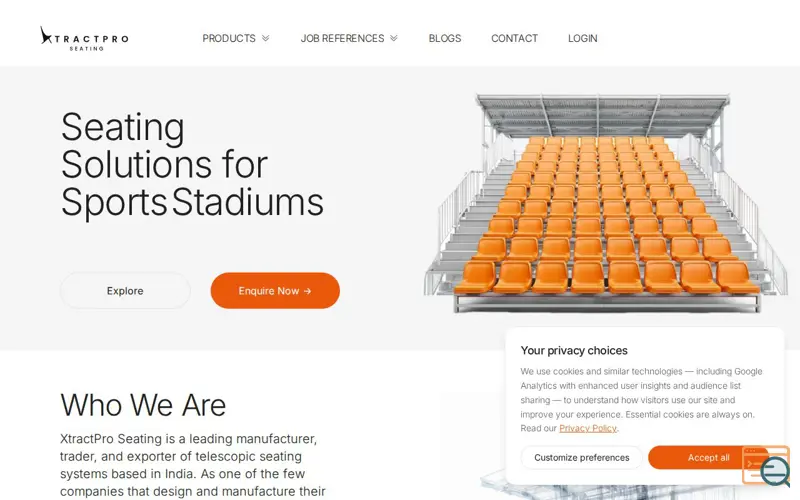 Screenshot of XtractPro Seating Pvt. Ltd.