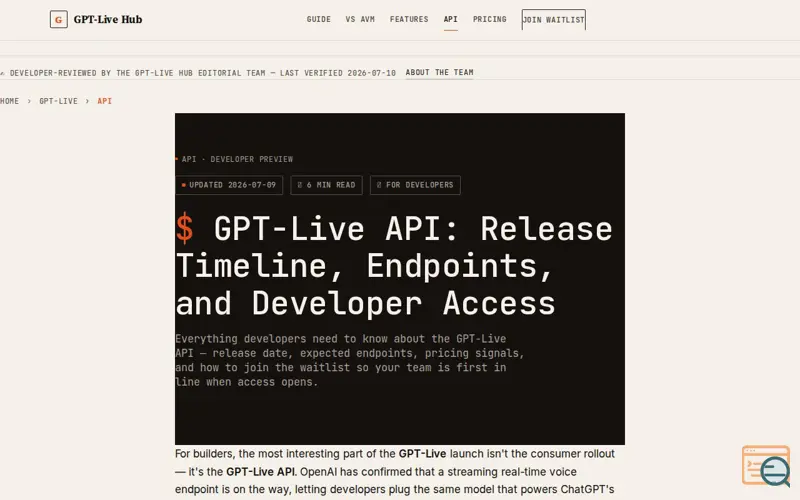 Screenshot of GPT-Live Hub